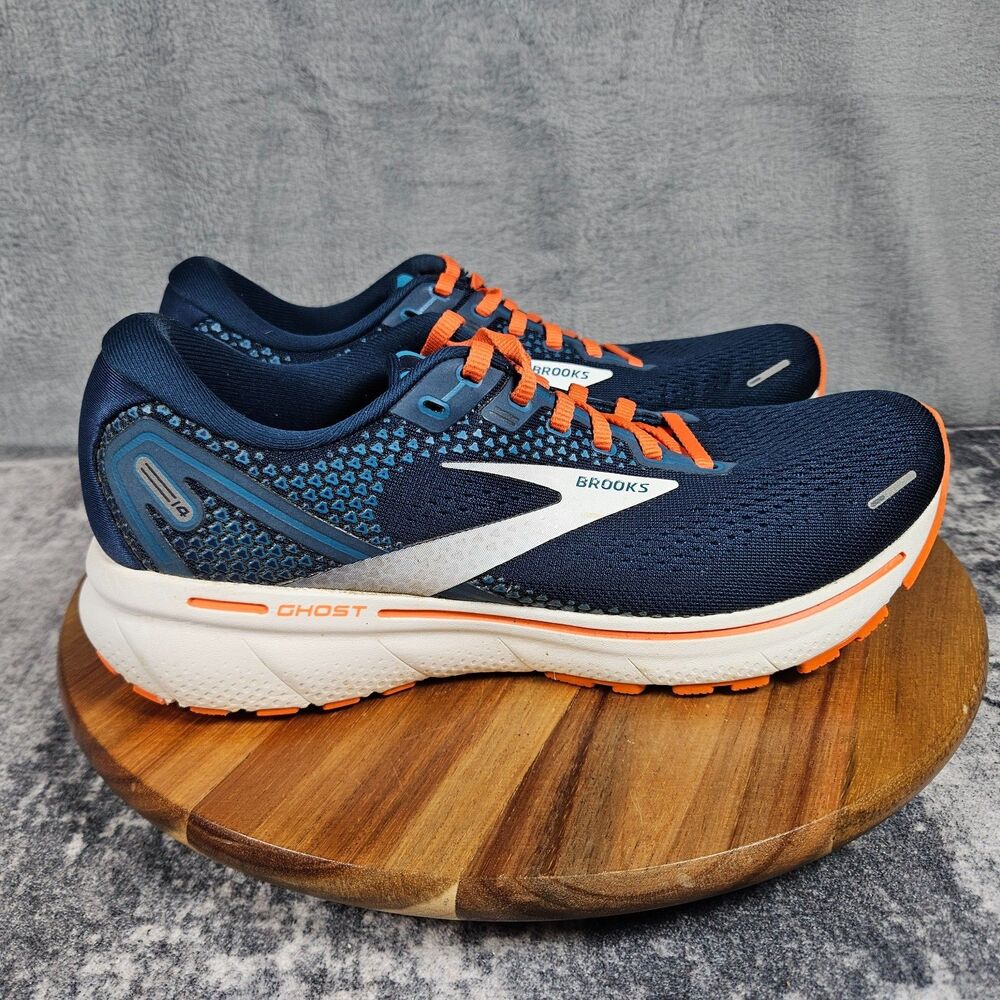 Brooks Ghost 14 Men Shoes Size 8.5 Navy Blue Orange Running Sneakers 1103691D488